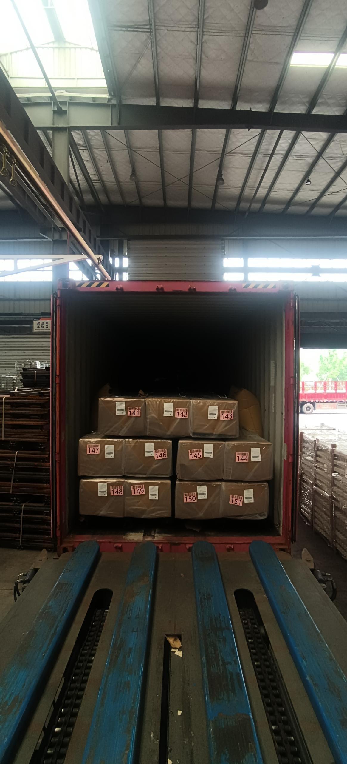 loaded container with beams