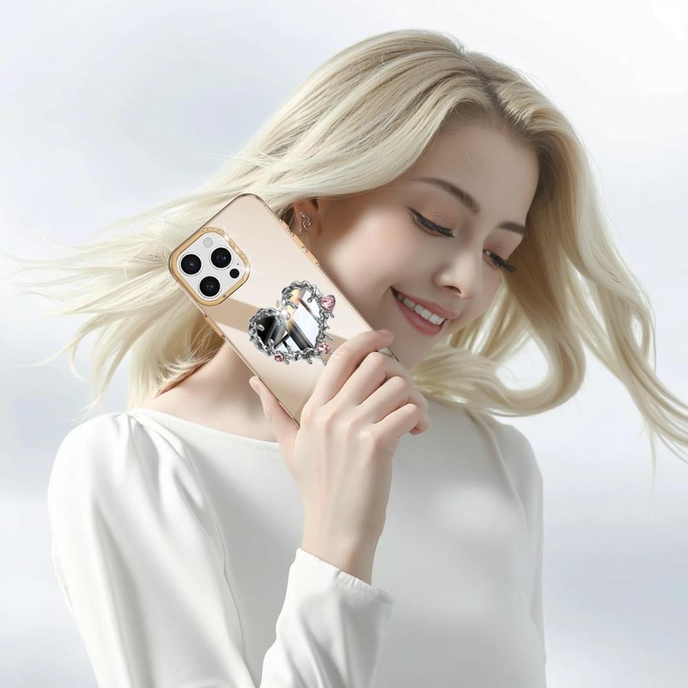 Lacquered Gold Diamond-Studded Mirror