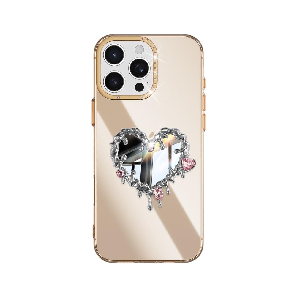 Lacquered Gold Diamond-Studded Mirror