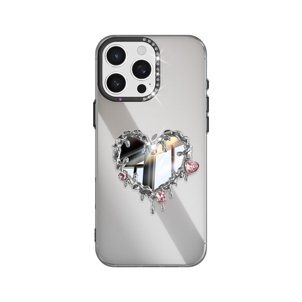 Lacquered Gold Diamond-Studded Mirror