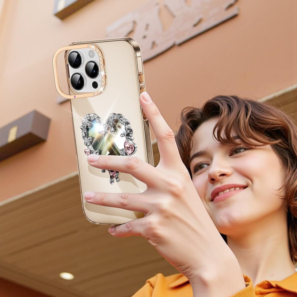 Lacquered Gold Diamond-Studded Mirror