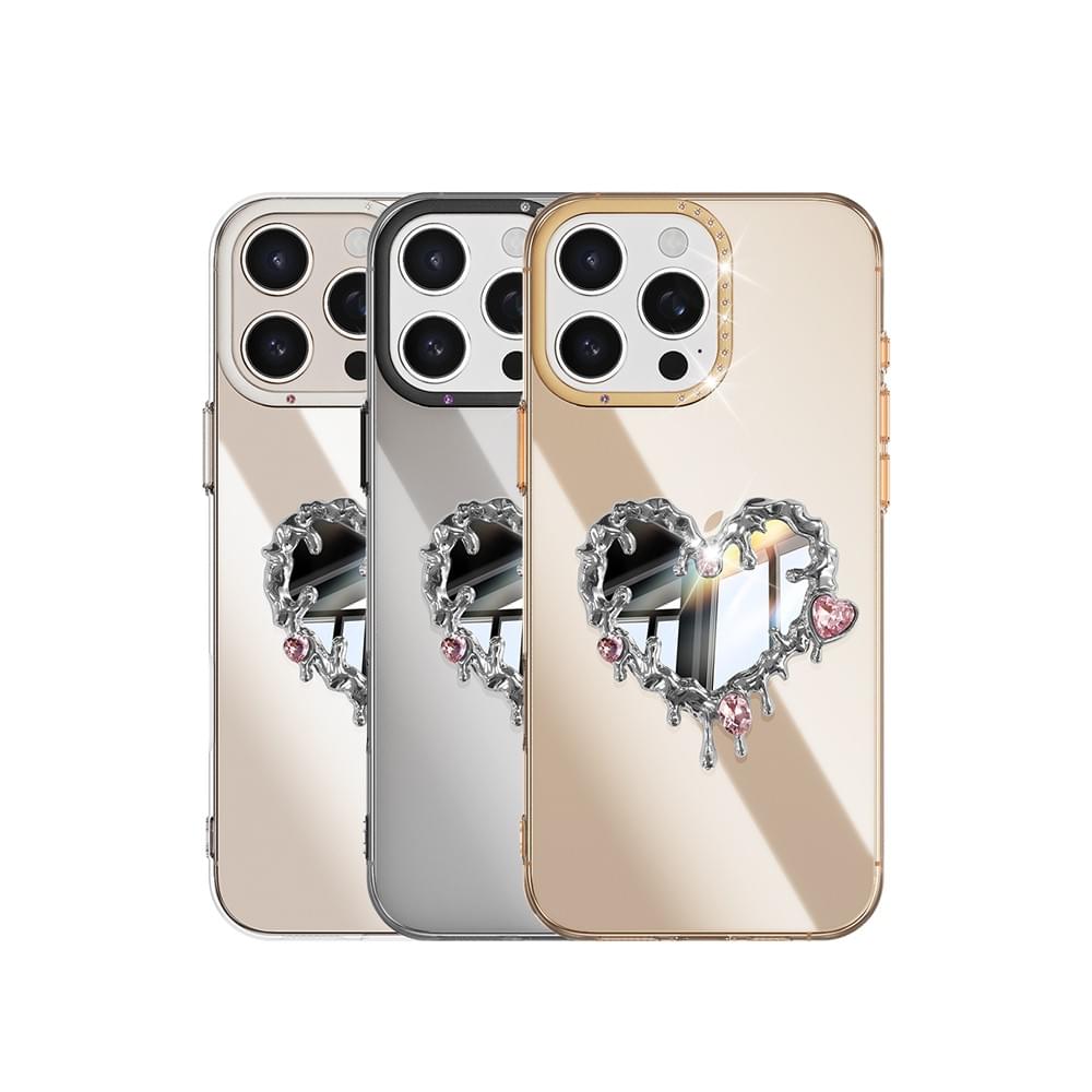 Lacquered Gold Diamond-Studded Mirror