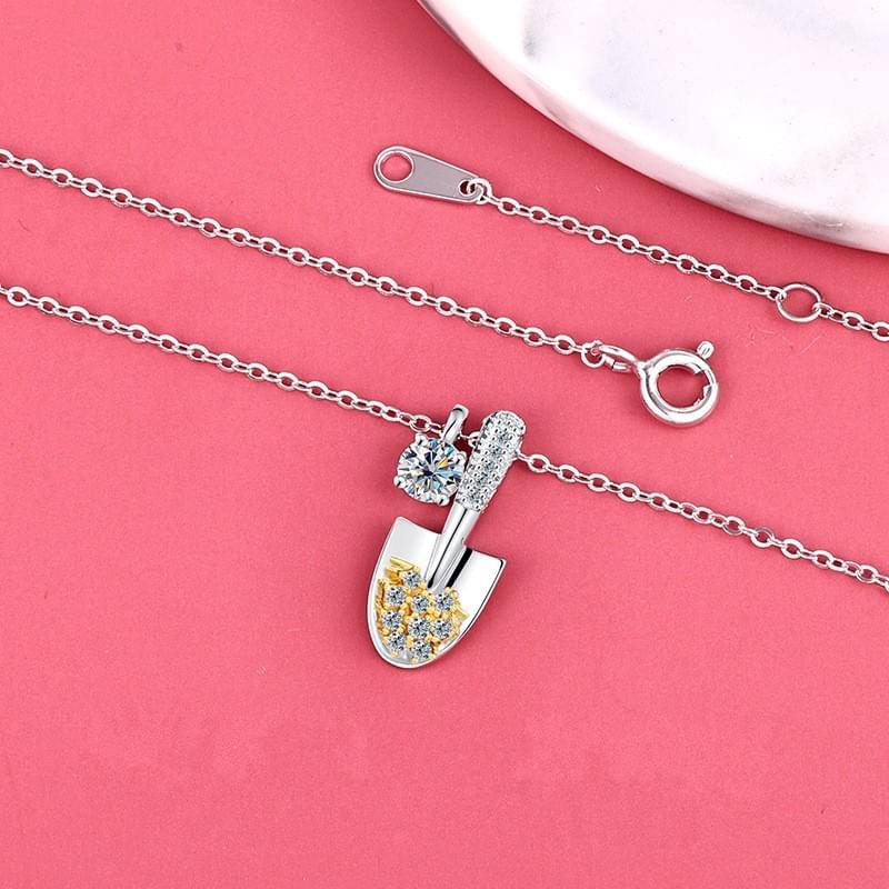  S925 sterling silver necklace Small shovel moissanite necklace for women light luxury S925 sterling