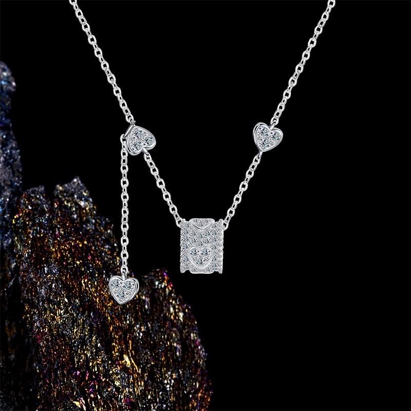 S925 sterling silver necklace love heart moissanite necklace