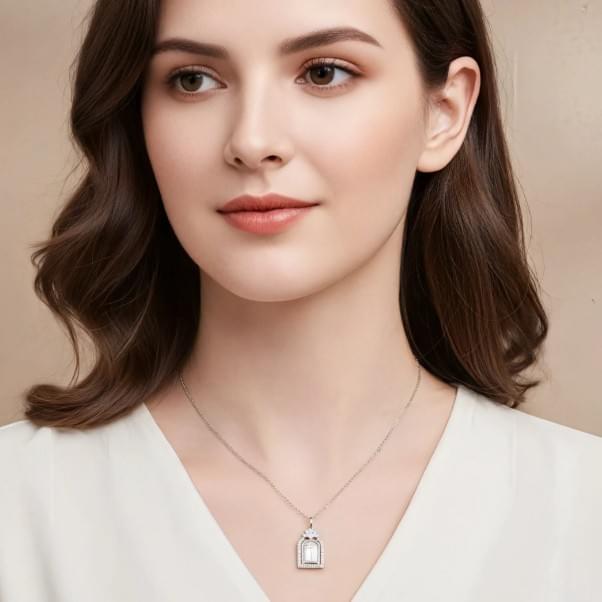 S925 sterling silver necklace Happiness Gate Castle Necklace Collar Chain moissanite necklace