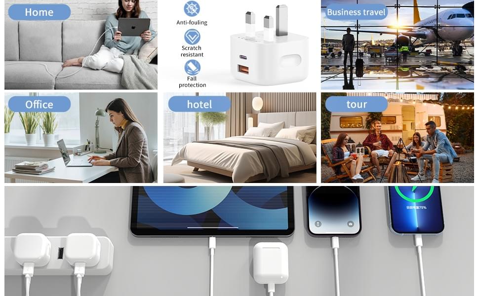 Apple Charger 20W Dual USB Ports USB-A+USB-C Adapter