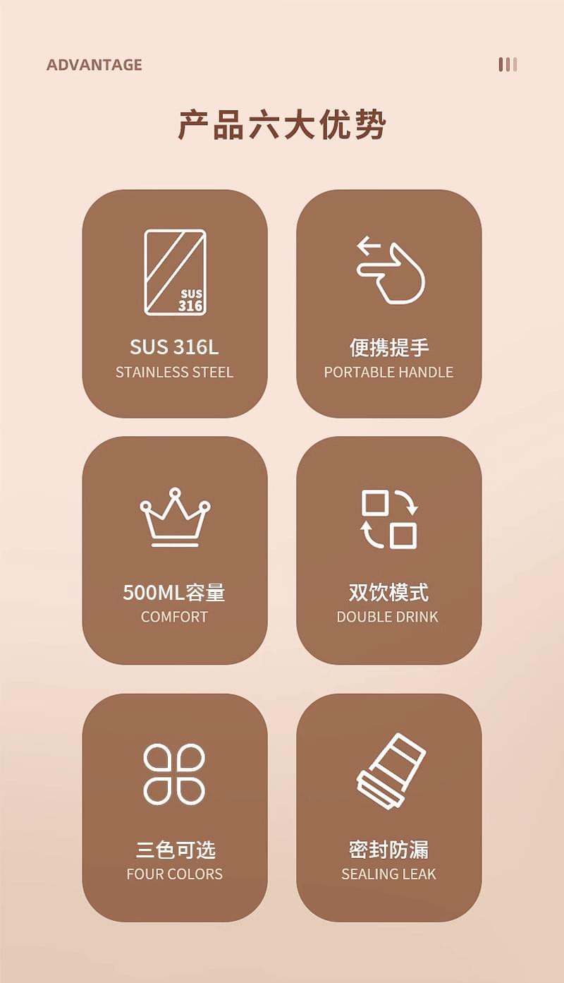 保溫杯女316L加厚不鏽鋼杯家用大容量咖啡杯簡約吸管杯子真空