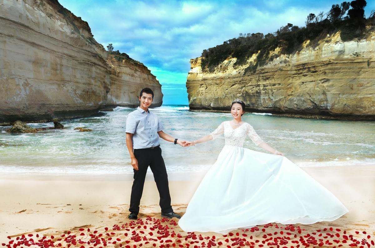 2018年與大衛在澳洲打工渡假結束前，在墨爾本12使徒岩所拍的自助婚紗。
