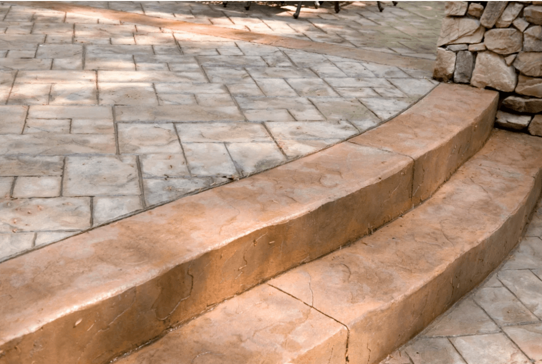 Stamped concrete and steps for customer in Waukesha