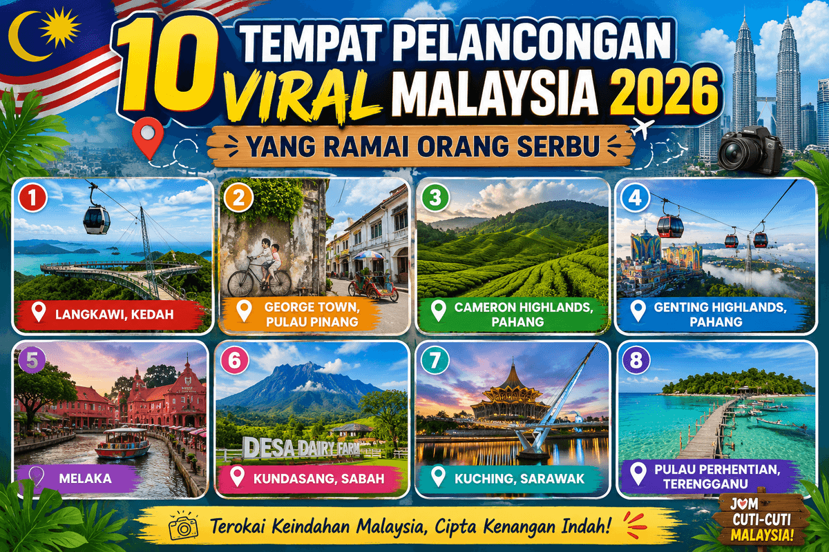 10 Tempat Pelancongan Viral Malaysia 2026 Yang Ramai Orang Serbu