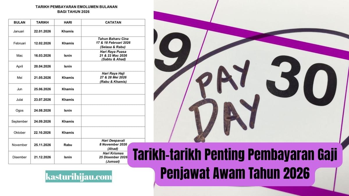 Tarikh-tarikh Penting Pembayaran Gaji Penjawat Awam Tahun 2026