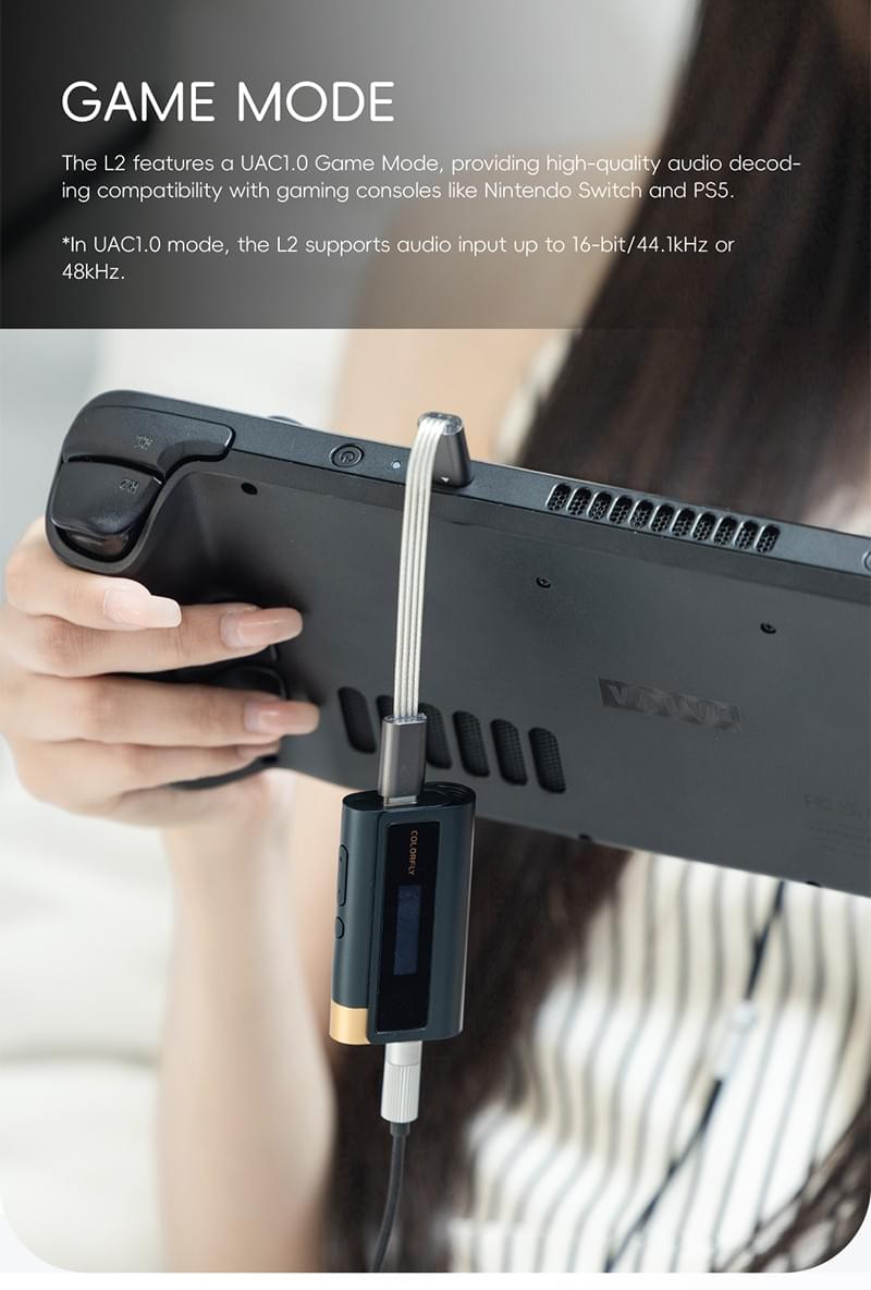 [COLORFLY] PCM 32ビット/768キロヘルツのDSD512エンコードに対応したL2 USB DACアンプ、ES9039Q2Mチップを採用し、3.5ミリと4.4ミリのインターフェイスを備え