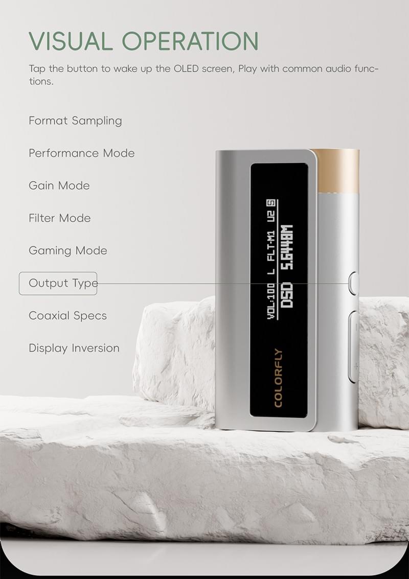 [COLORFLY] PCM 32ビット/768キロヘルツのDSD512エンコードに対応したL2 USB DACアンプ、ES9039Q2Mチップを採用し、3.5ミリと4.4ミリのインターフェイスを備え