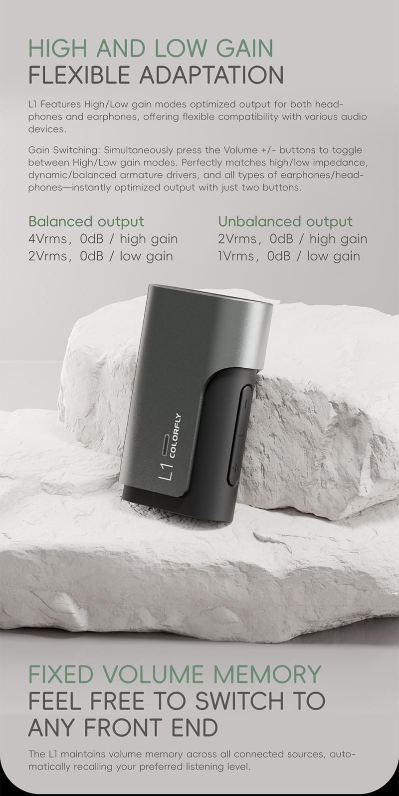 Colorfly L1 Portable HiFi Dac Headphone Amp PCM 32bit/768kHz with USB Input and 3.5mm/4.4m