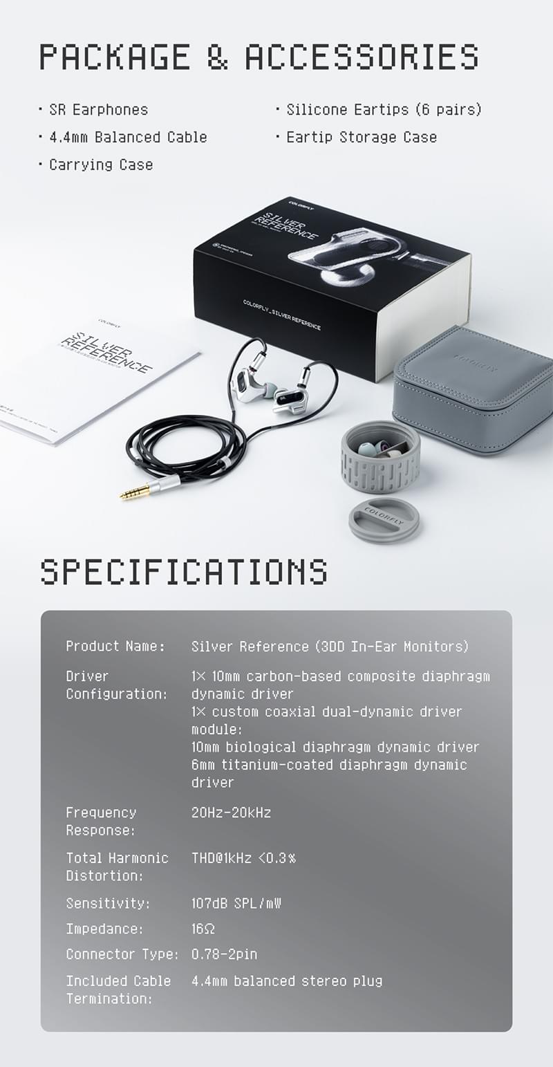 [COLORFLY] SR「シルバーリファレンス」カスタム4.4 mmイヤーパッド付き高忠実度有線イヤホン