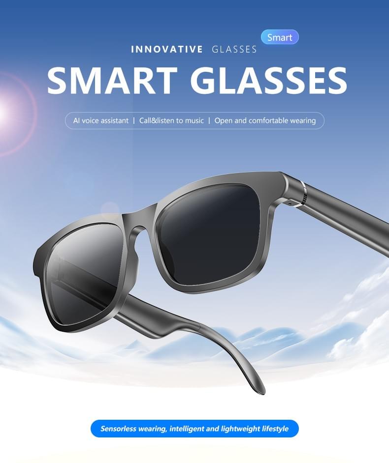 IG-08 Smart Glasses,130mAh, Button Control, UV400 Lenses, CE RoHS FCC PPE