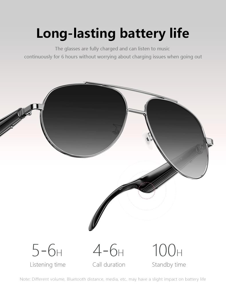 IG-06 AI Audio Glasses, Metal Frame, UV400, Voice Control, CE RoHS FCC