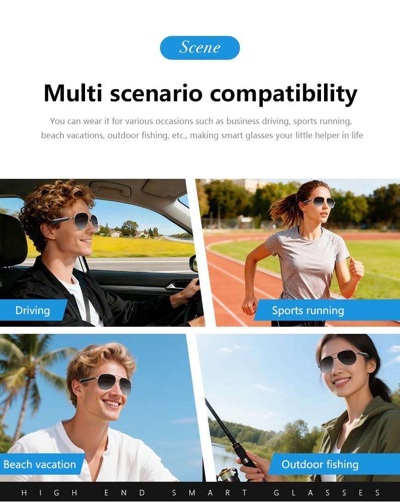 IG-06 AI Audio Glasses, Metal Frame, UV400, Voice Control, CE RoHS FCC