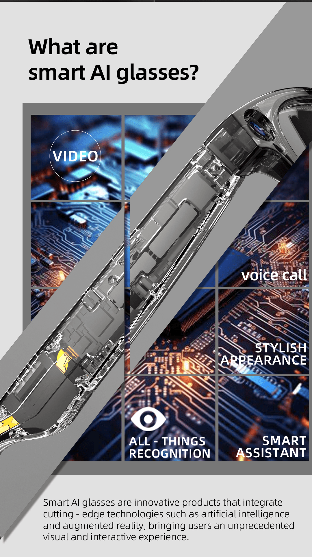 AI Smart Glasses with 8MP HD Camera, Photo & Video Recording, Real-Time Translation, Hands-Free Vlog