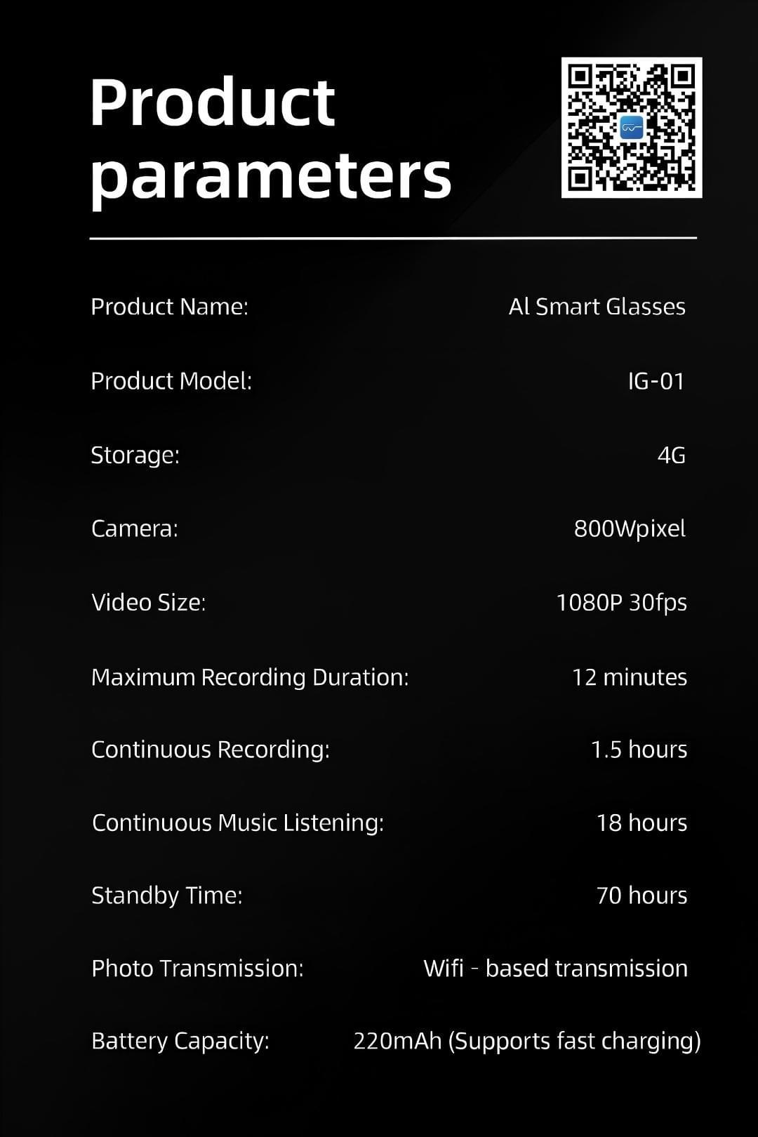 AI Smart Glasses with 8MP HD Camera, Photo & Video Recording, Real-Time Translation, Hands-Free Vlog