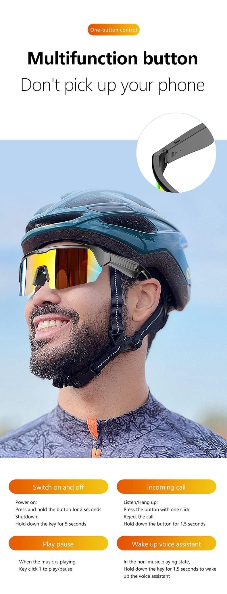 IG-05 AI Cycling Sunglasses,130mAh, Music Play, CE RoHS FCC PPE 