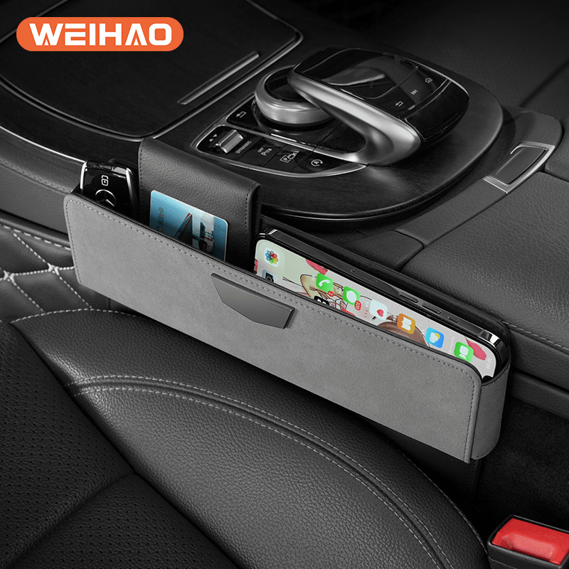 Premium Leather Car Seat Gap Organizer — Interior Side Storage Box