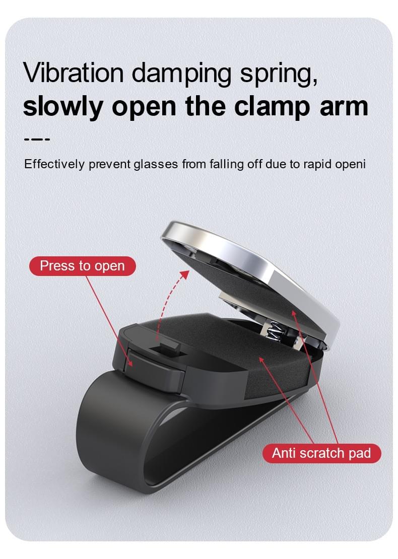 Universal Sun Visor Sunglasses Clip — Racing Style Metal Frame & One-Click Opening