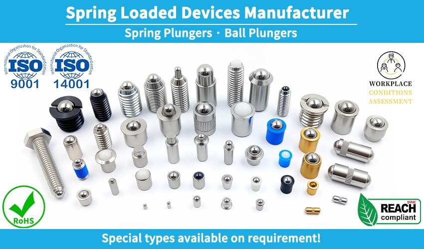 YJT 12002 Stainless Steel Smooth Spring Plungers With Ceramic Ball & without Collar