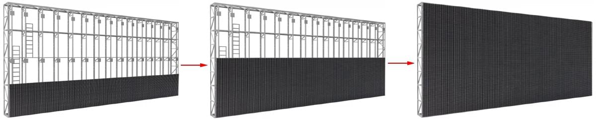 Install upper row LED video panel