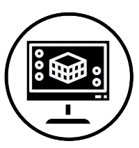 Illustration of a 3D building model, viewed on a computer monitor