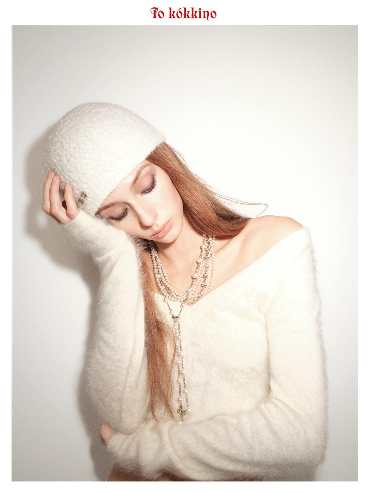 tokokkino*「Cool Tone Elongation」 Off-white Fleece Beanie