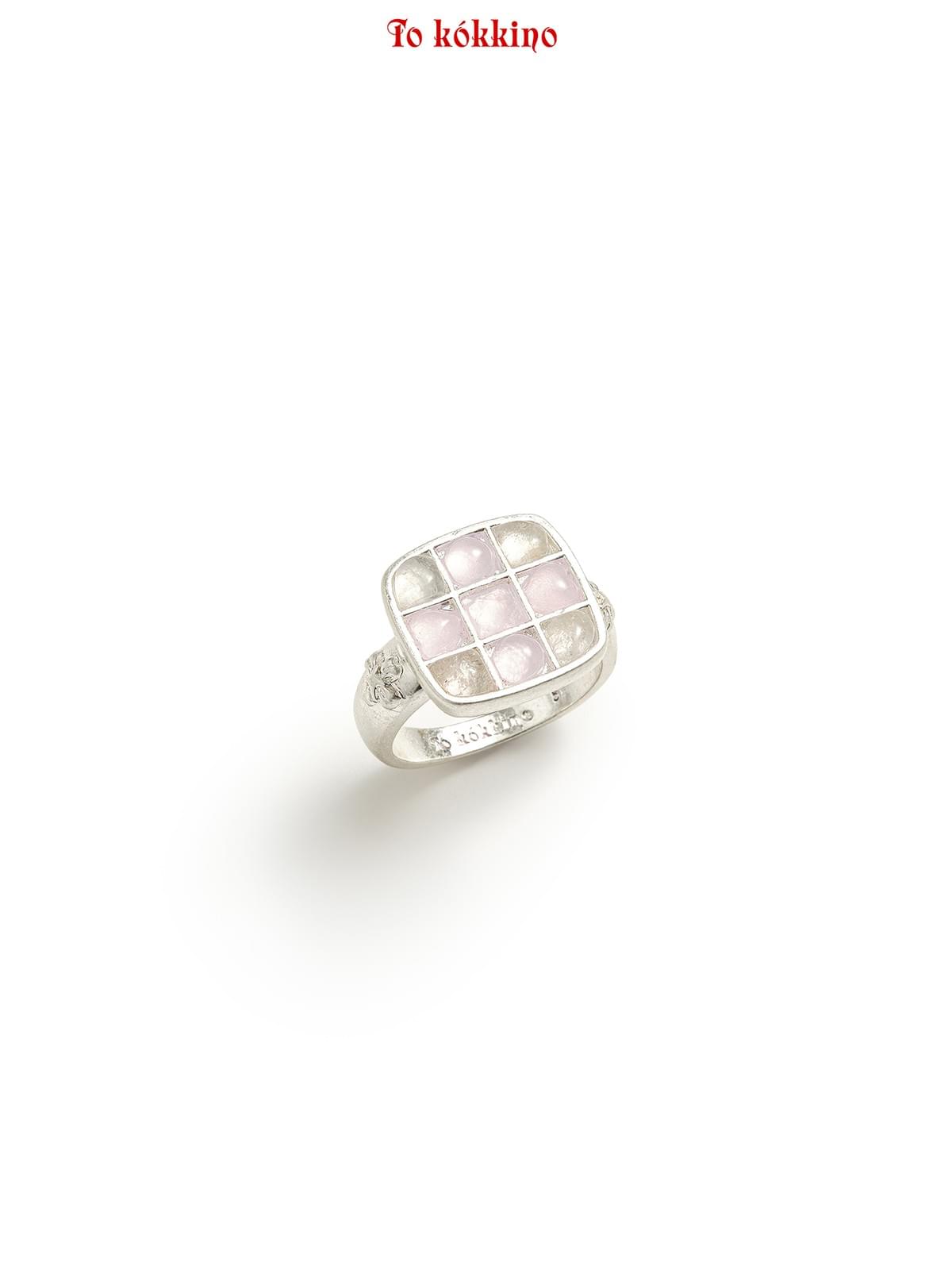 tokokkino*「Pink Mood」Square Crystal Silver Ring