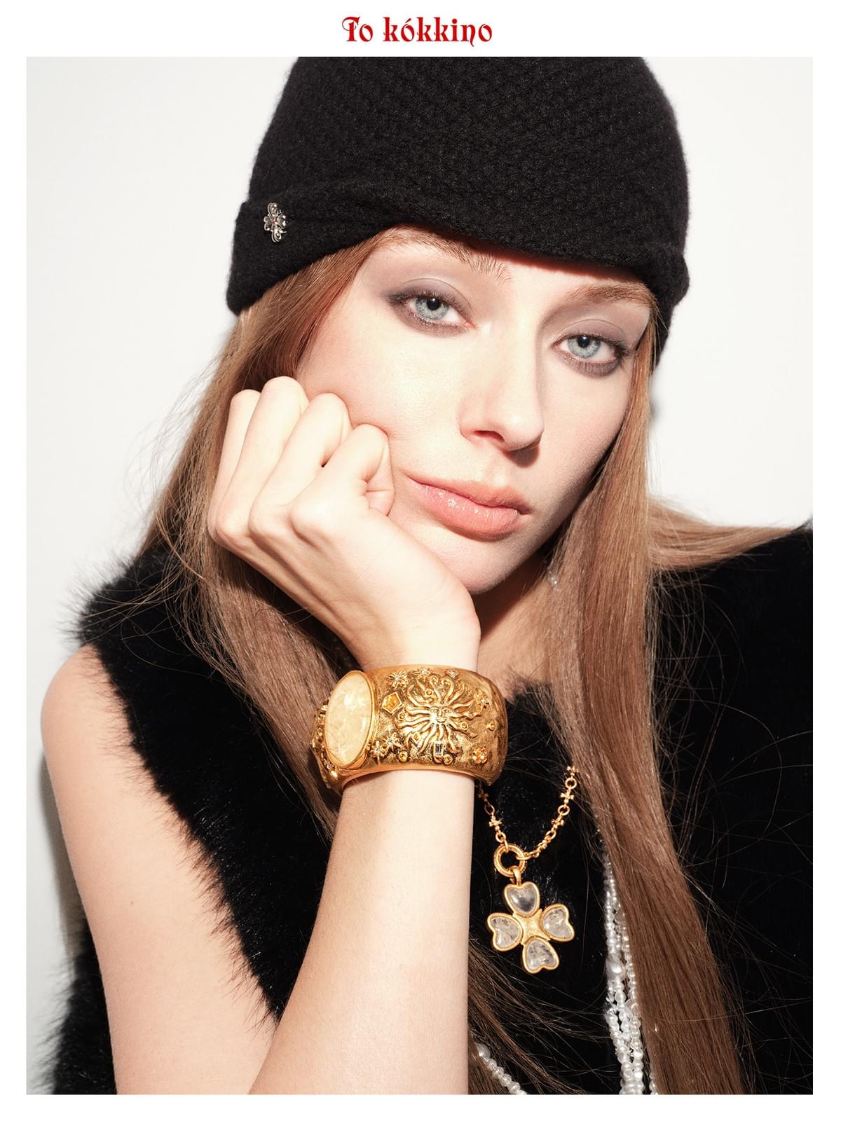 tokokkino*「Dual Celestial Bodies」Leo\Cancer Zodiac-themed Gem Wide Bracelet