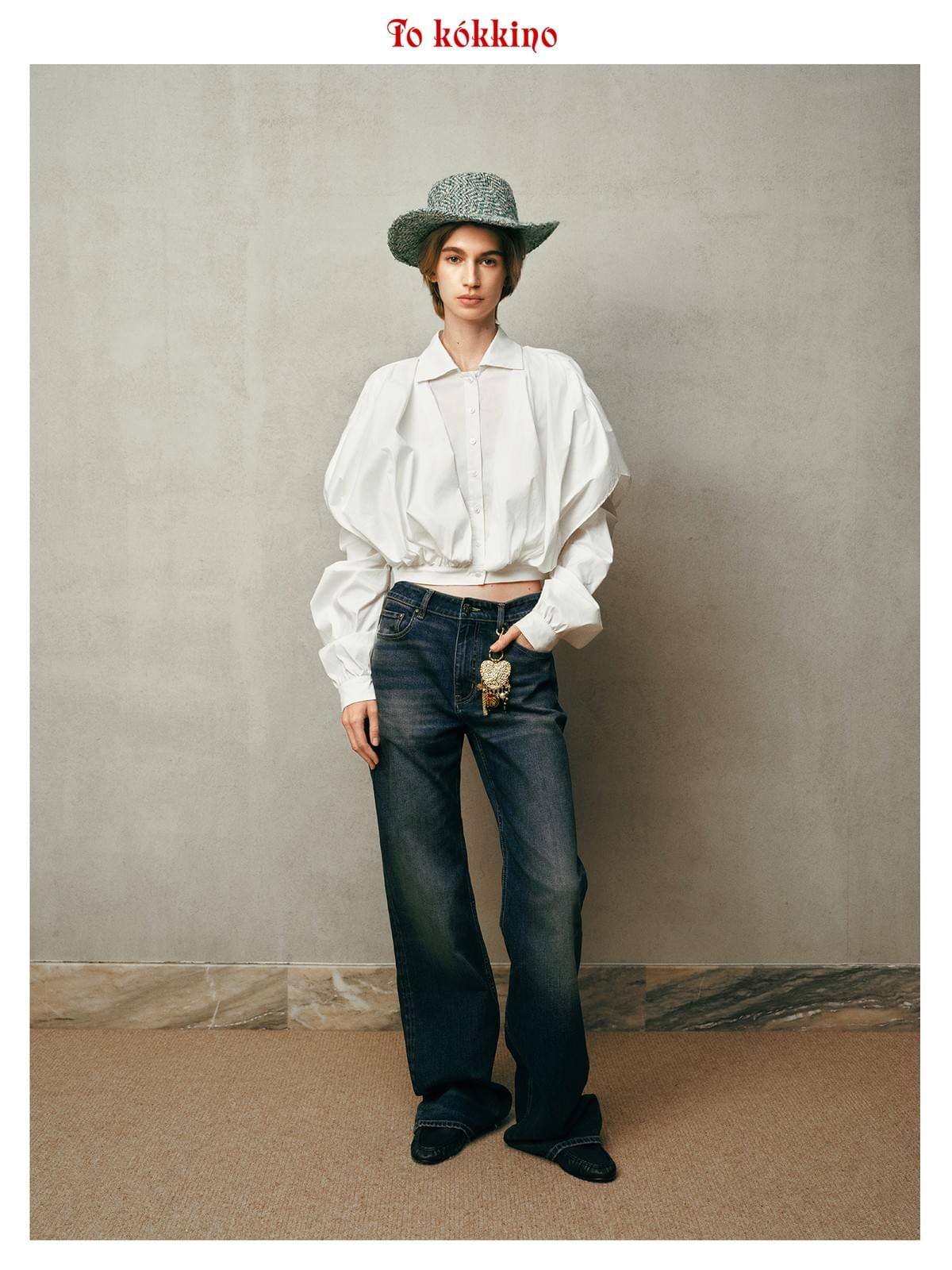 tokokkino* Irregular Flat-Brim Fedora Hat