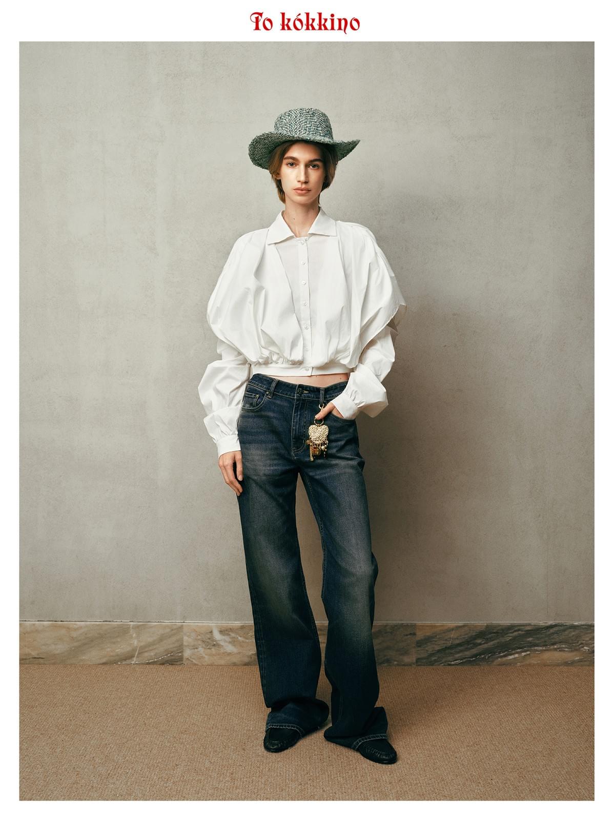 Tokokkino\* Mid-Rise Deep Blue Straight-Leg Jeans