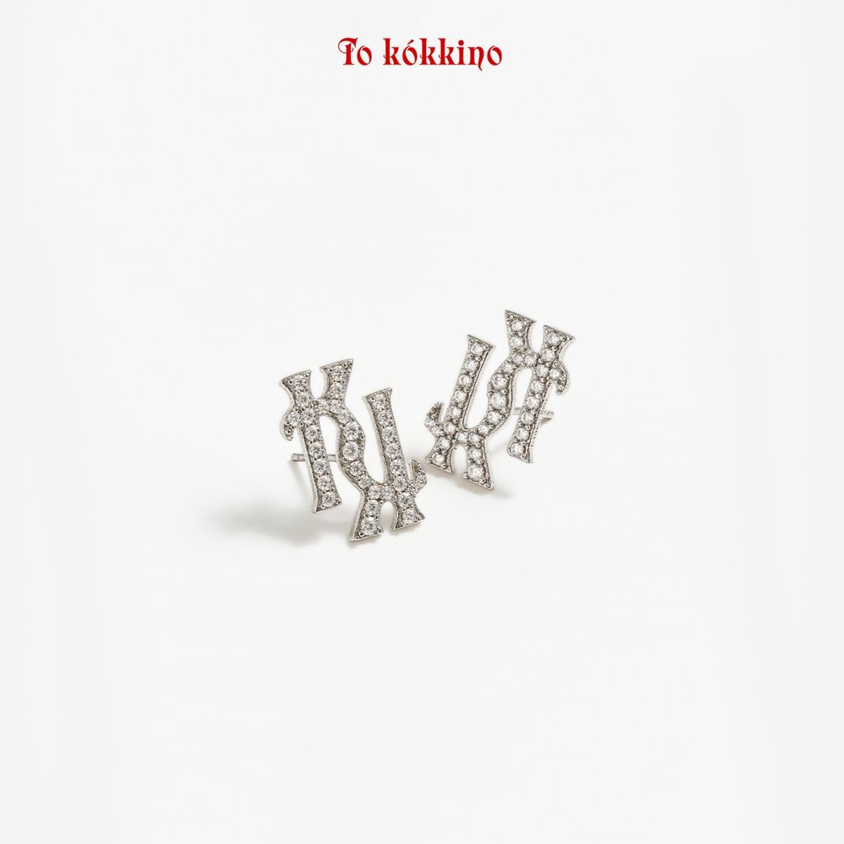 tokokkino* Classic Double-K Zircon Stud Earrings