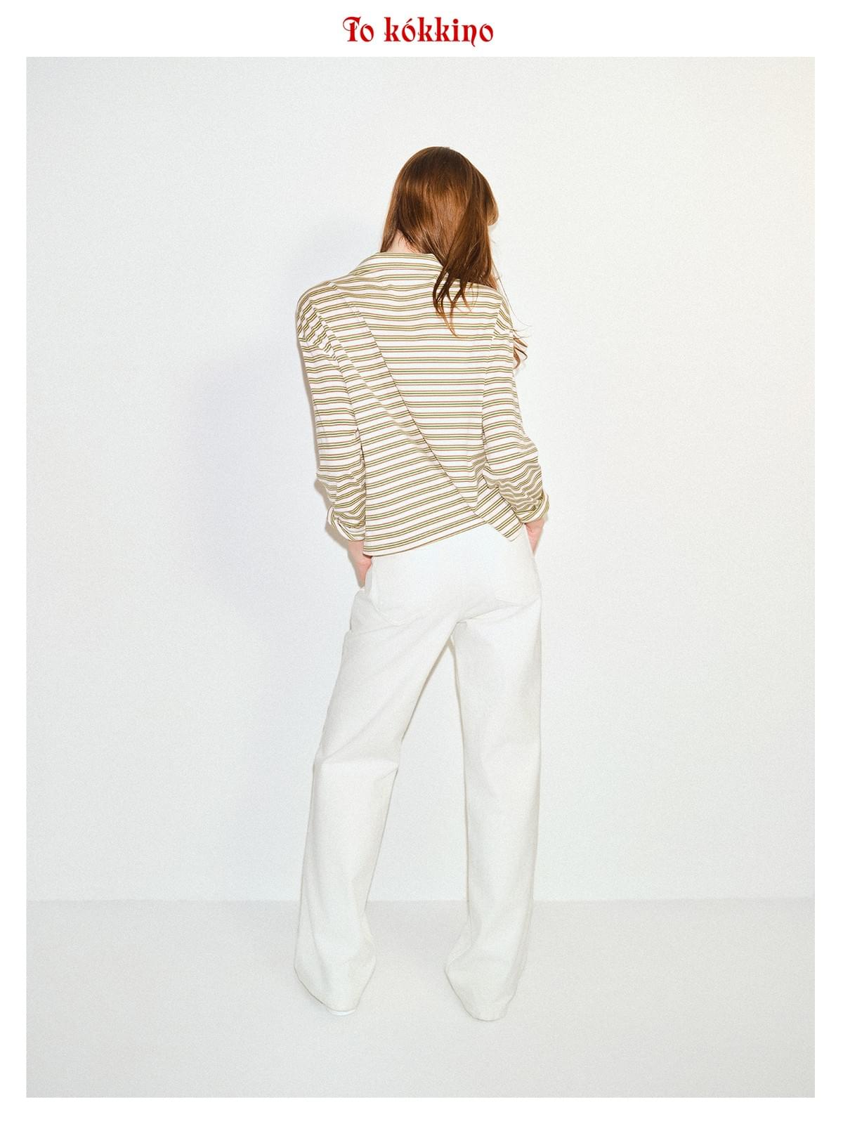 tokokkino「Daytime Drift」White Cotton Mid Rise 026 Straight Leg Pants