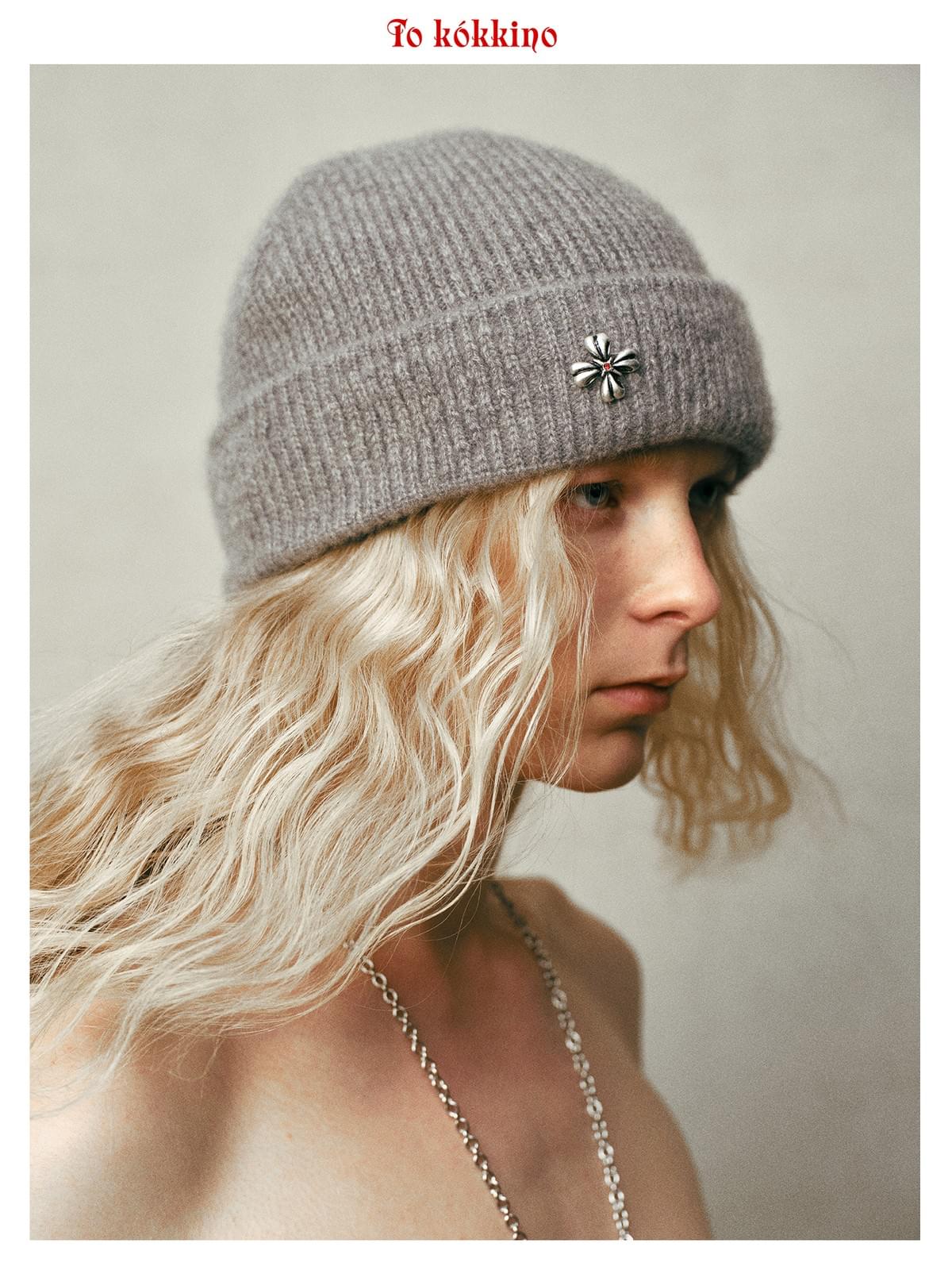 Tokokkino* Cashmere 3D Heart Metal Woolen Hat *Super Grade A Cashmere