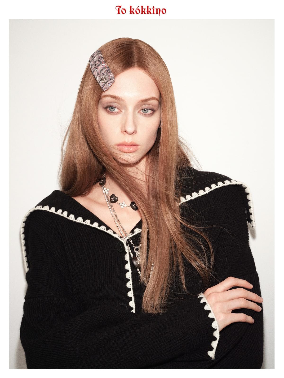 tokokkino*「Collision」Crystal and Red Sandalwood Fire-Silver Necklace