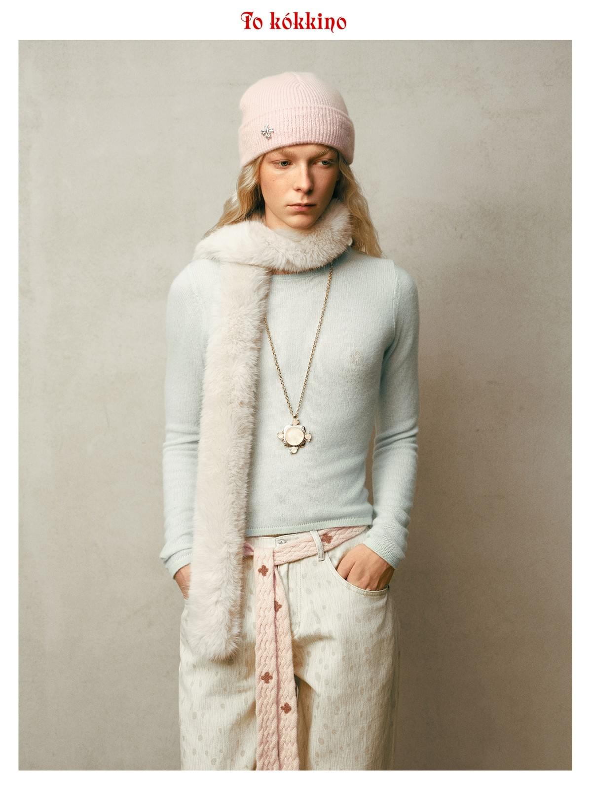 tokokkino* Fox Fur Long Scarf