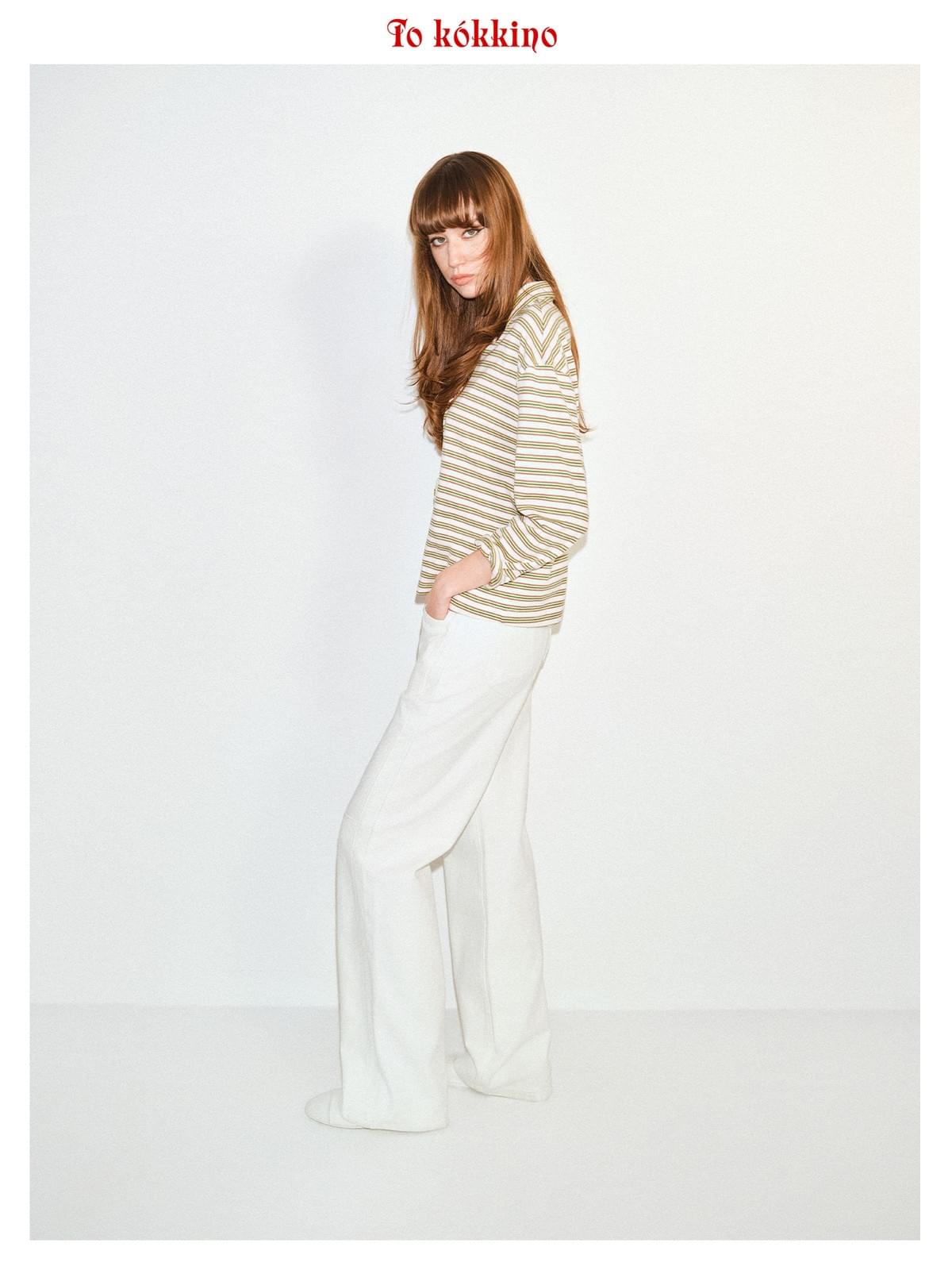tokokkino「Daytime Drift」White Cotton Mid Rise 026 Straight Leg Pants