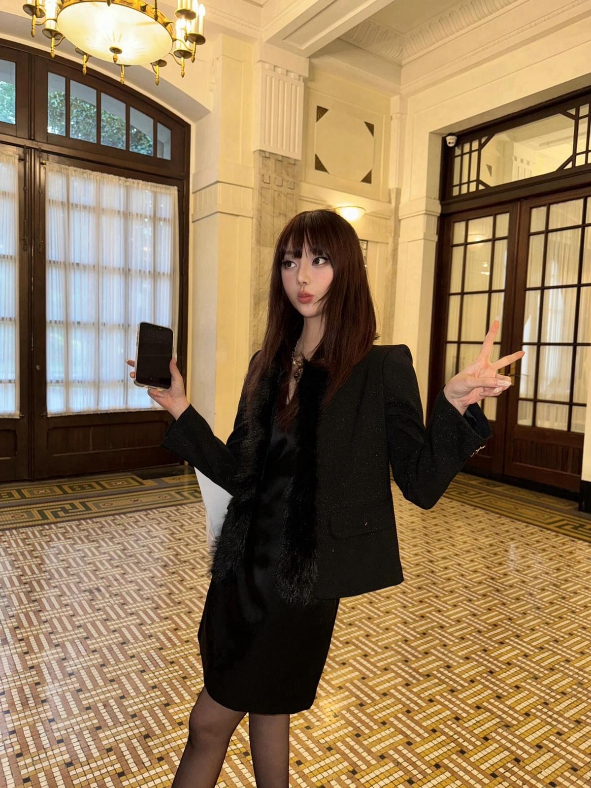 TOKOKKINO*黑色毛毛套装  black Sulley suit