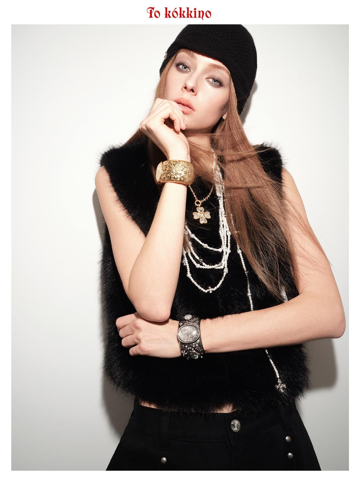 tokokkino*「Dual Celestial Bodies」Leo\Cancer Zodiac-themed Gem Wide Bracelet