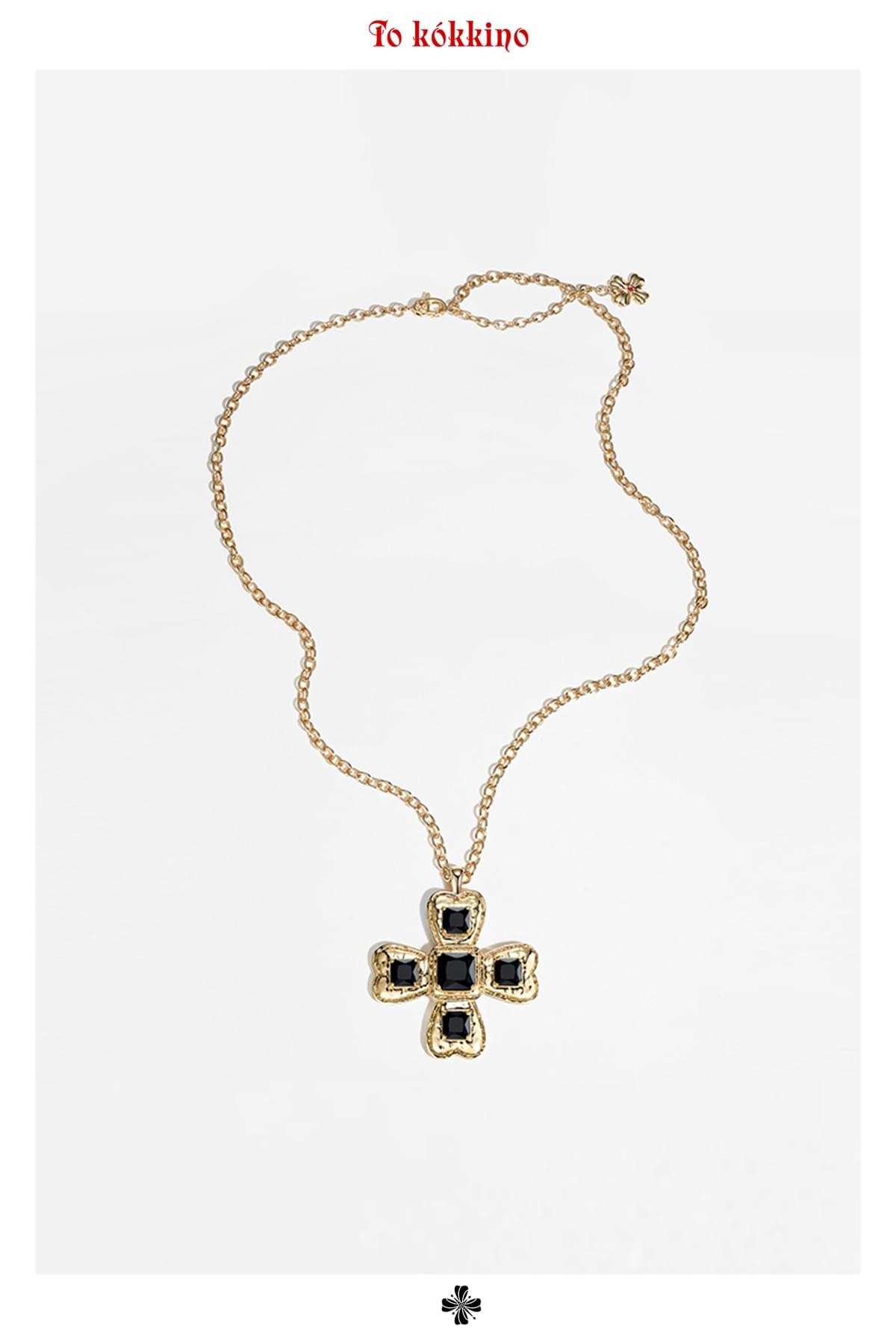 tokokkino* Black Zircon Classic Four-Sided Bowknot Necklace