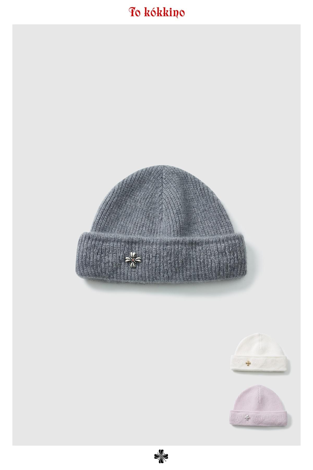 Tokokkino* Cashmere 3D Heart Metal Woolen Hat *Super Grade A Cashmere