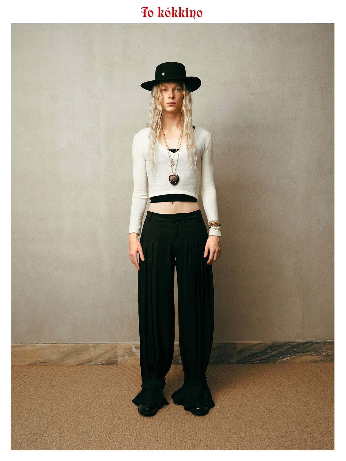 tokokkino* Flat-Brim Fedora Hat