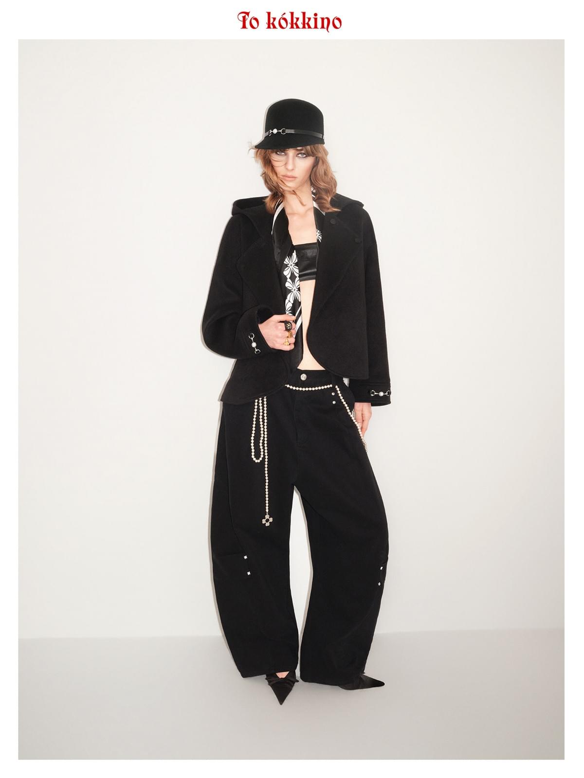 tokokkino*「Nocturnal Ode」 Black Tweed Cape Coat