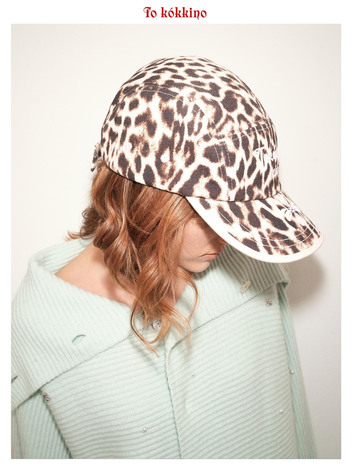 tokokkino*「Grey-Pink Wild Leopard」 Leopard Print Embroidered Baseball Cap