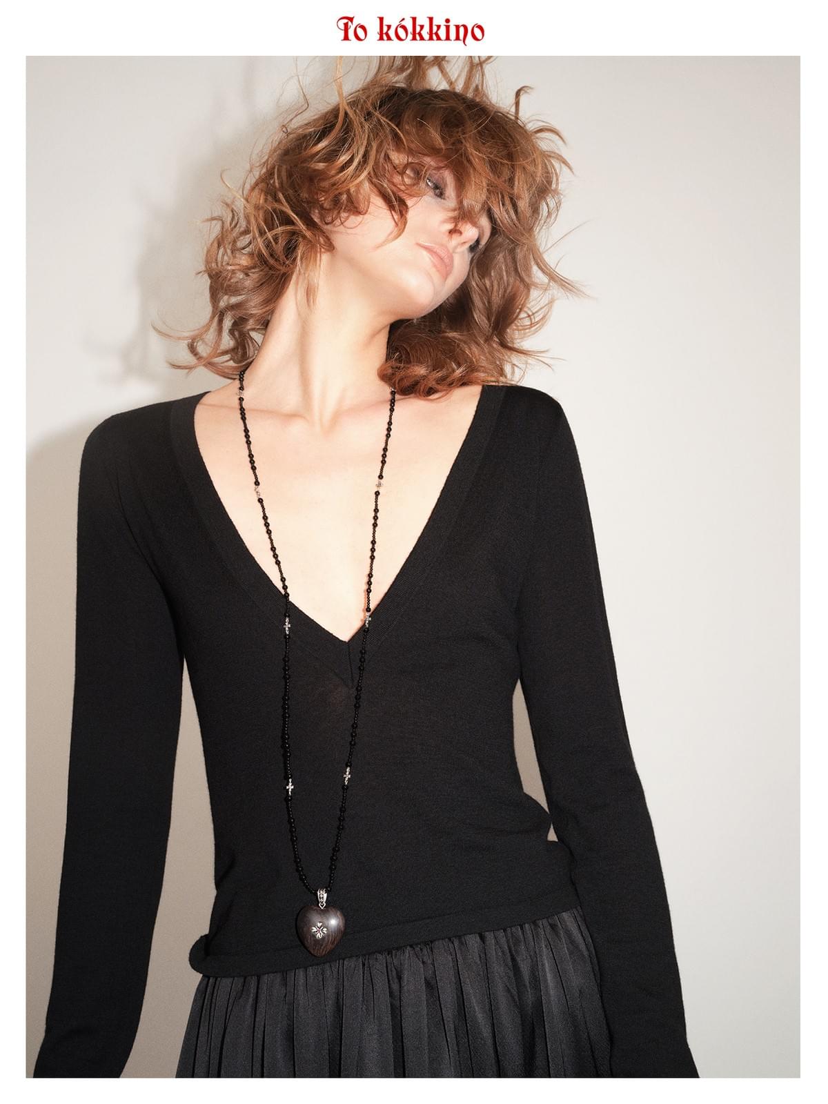 tokokkino*「Dark Series」Multi-way Wear Agate and Purple Gold Ebony Texture Long Necklace