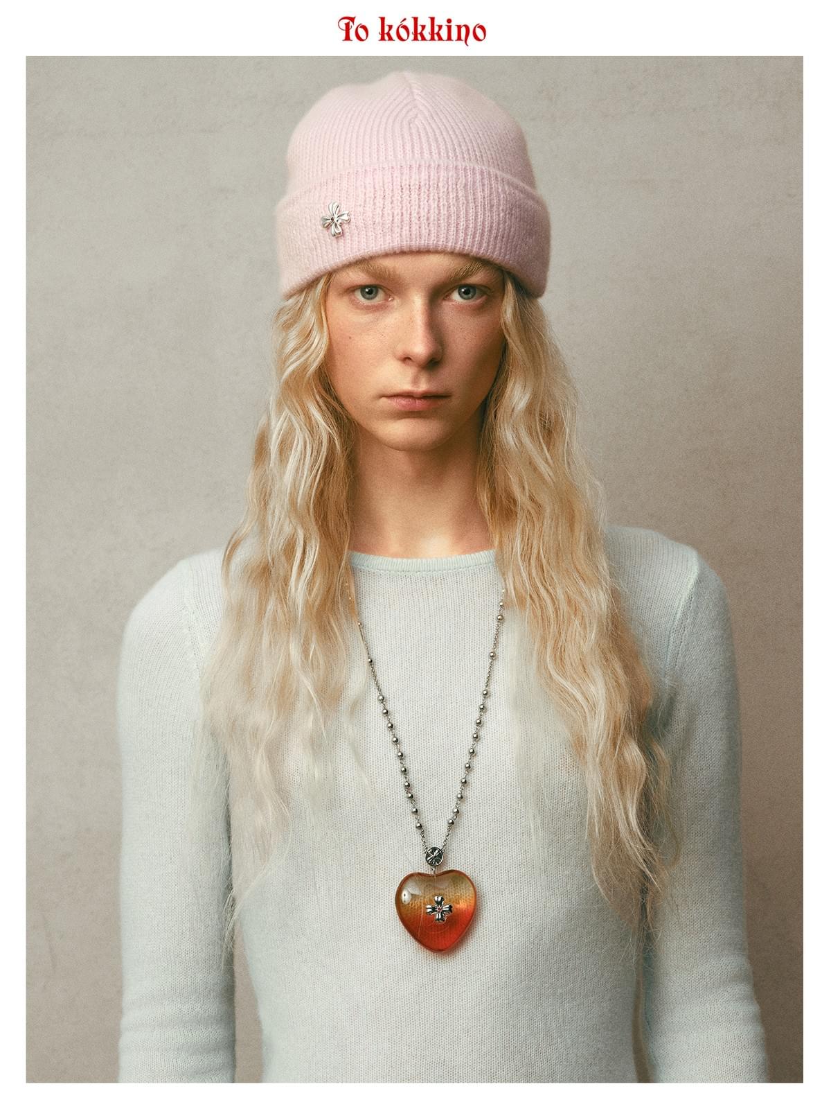 Tokokkino* Cashmere 3D Heart Metal Woolen Hat *Super Grade A Cashmere